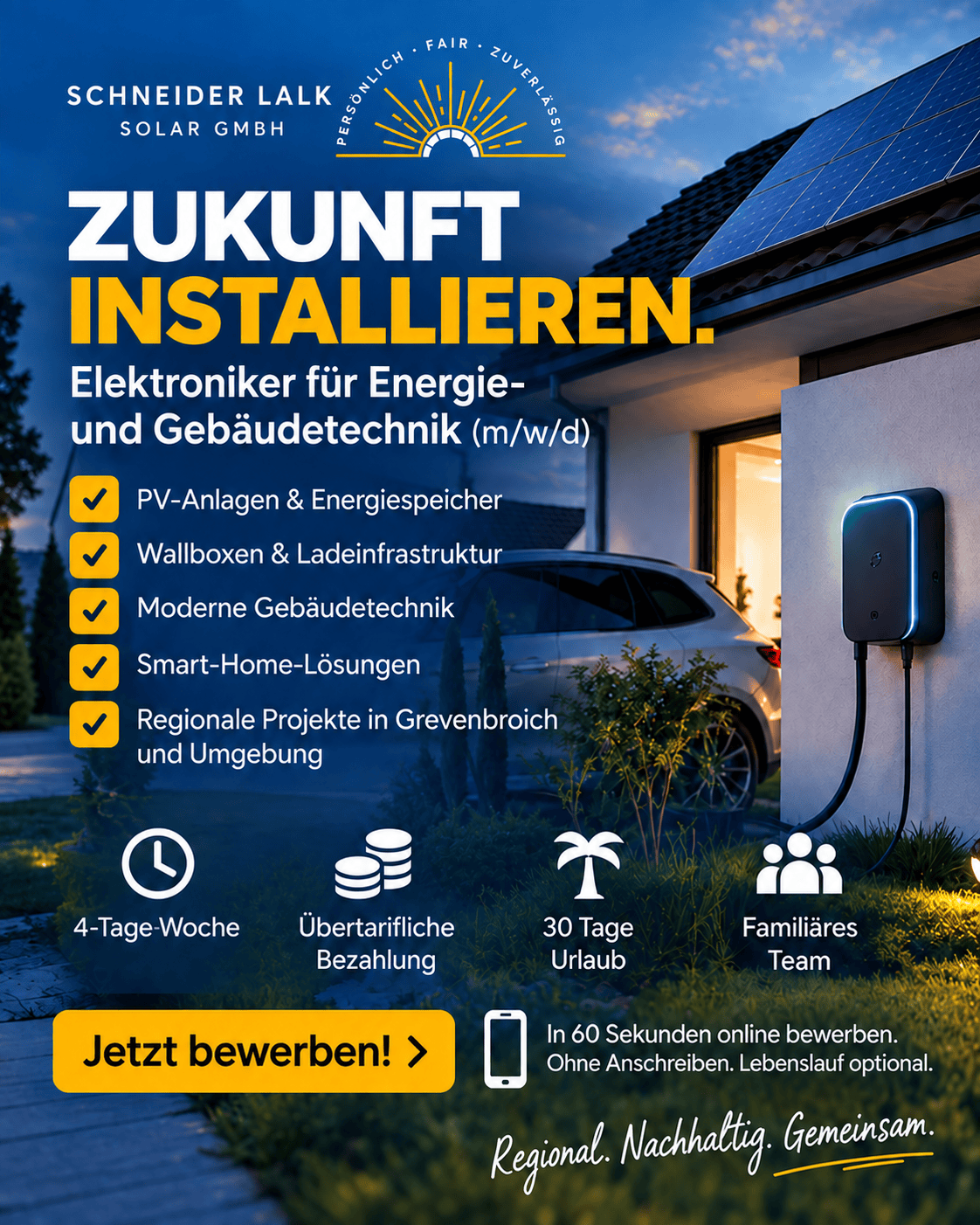 Stellenanzeige: Elektroniker für Energie- und Gebäudetechnik (m/w/d) bei Schneider-Lalk-Solar in Grevenbroich